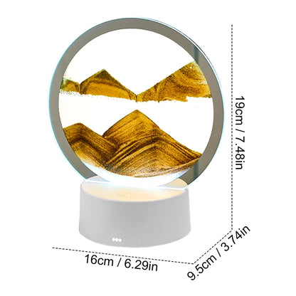 3D Flowing Sand Painting Lamp Creative Moving Sand Art Picture round Glass Sandscape Hourglass Quicksand Lamp Home Decoration