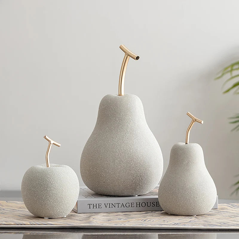 Figurines Creative Ceramic Apple Sculptur Decoration TV Cabinet Home Decor Apple Ornaments Abstract Decor Statue Abstract Decor