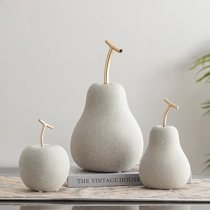 Figurines Creative Ceramic Apple Sculptur Decoration TV Cabinet Home Decor Apple Ornaments Abstract Decor Statue Abstract Decor