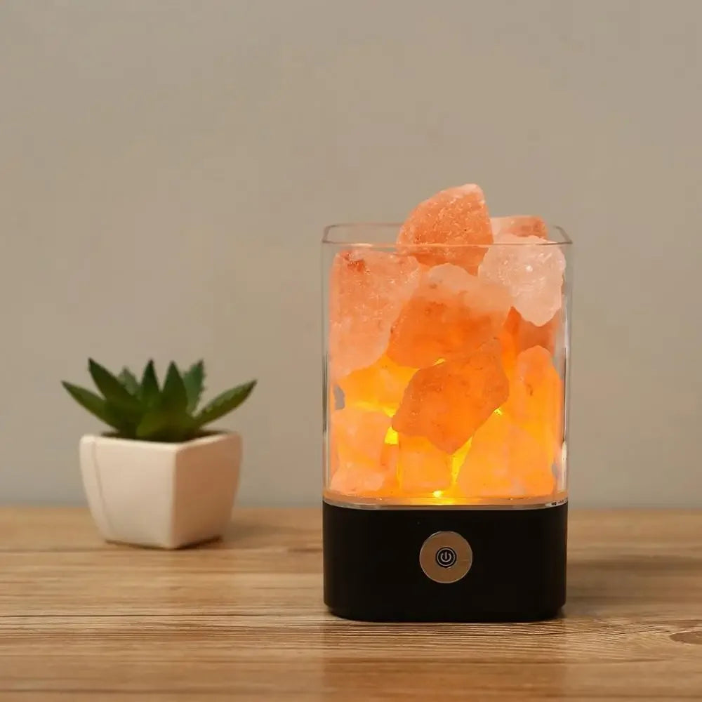 Salt Lamp Himalayan Crystal Salt Stone Night Light Lamp Negative Ion Air Purification Sleep Aid Square round Lamp