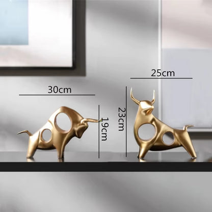 Europe Creative Animal Sculpture Abstract Simulation Cattle Resin Bull Statue Golden Hollow Modern Home Decoration Accessories