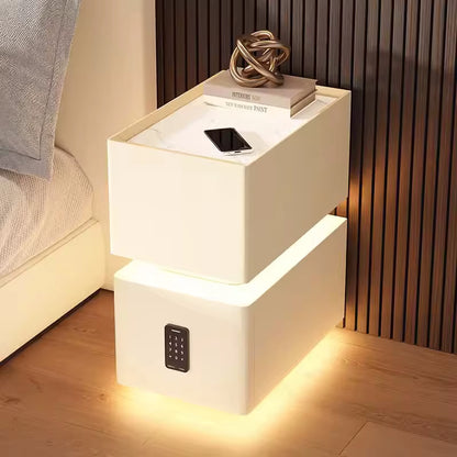 Creative Intelligent Bedside Table with Wireless Charging Modern Style Storage Cabinet Bedroom Nightstand with Sensor Light 25Cm