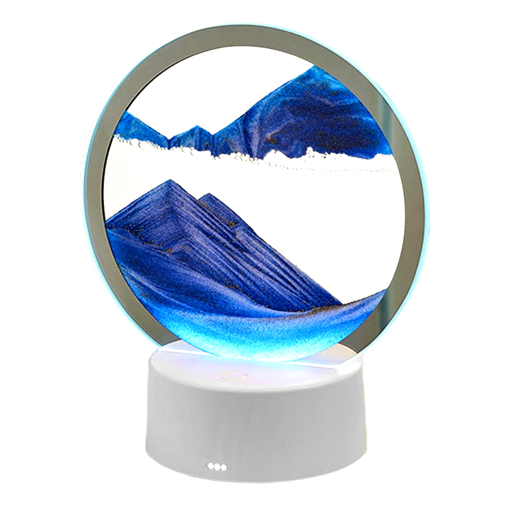 3D Flowing Sand Painting Lamp Creative Moving Sand Art Picture round Glass Sandscape Hourglass Quicksand Lamp Home Decoration