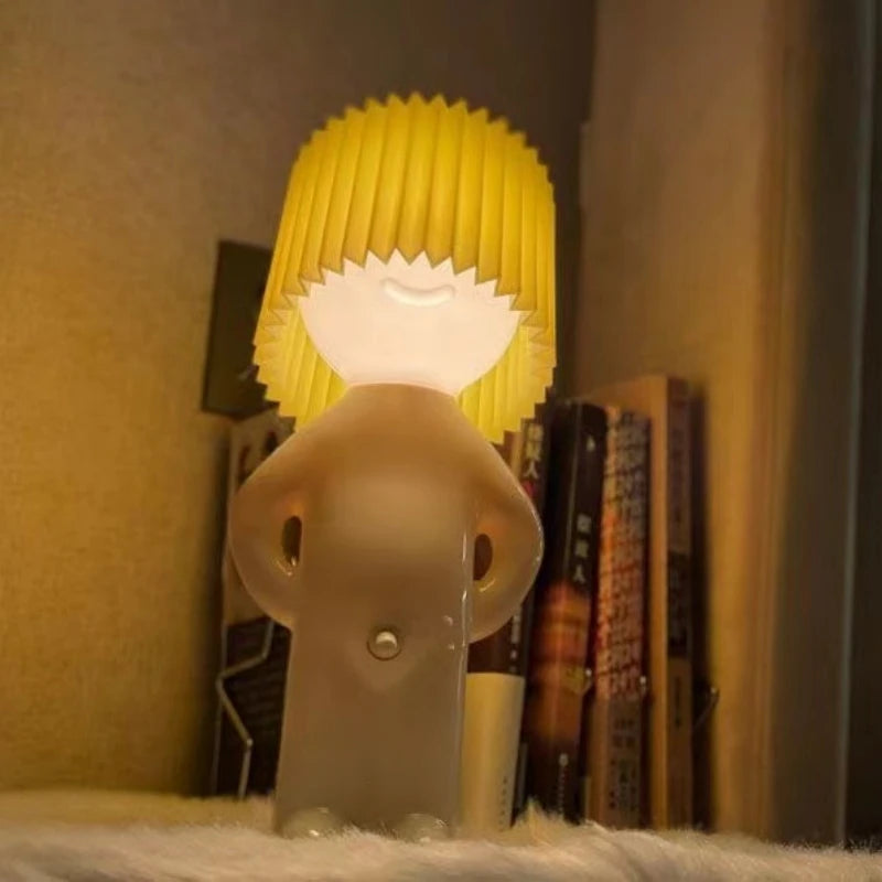 Claeted Naughty Boy Creative Table Lamp Unique LED Pleats Reading Lighting Bedroom Bedside Night Light Children'S Gift