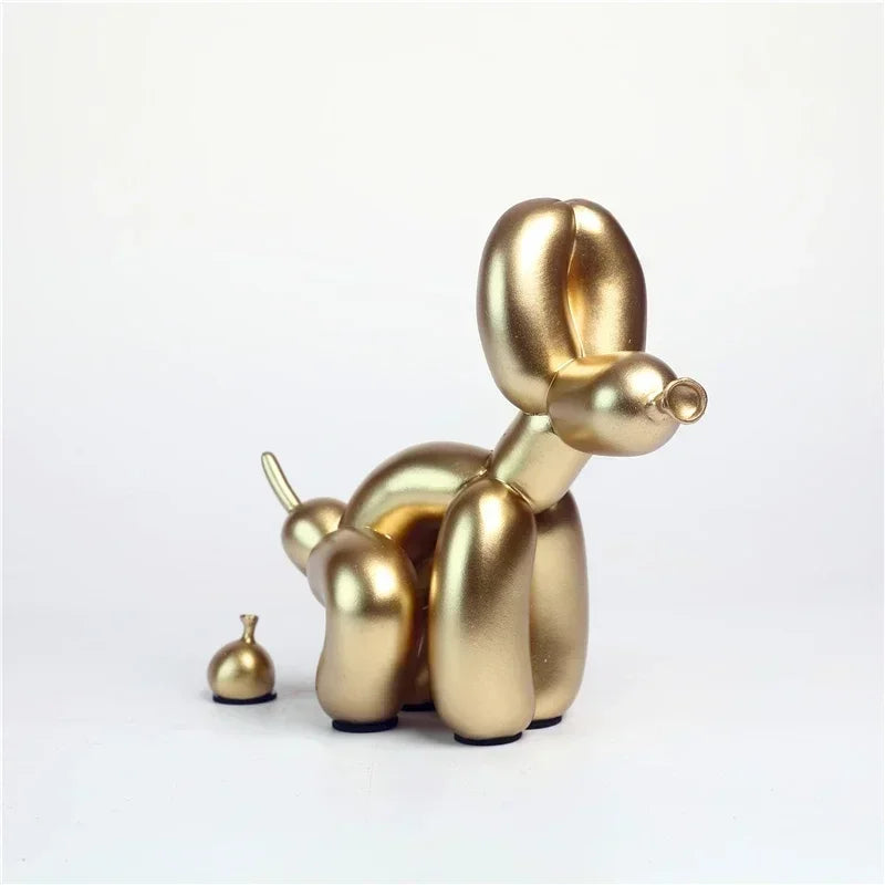 Modern Nordic Poop Balloon Dog Sculpture Resin Animal Puppy Statue Home Decoration Crafts Living Room Sculptures and Figurines