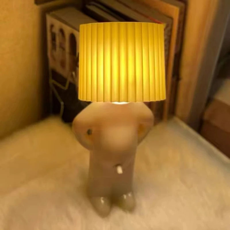Claeted Naughty Boy Creative Table Lamp Unique LED Pleats Reading Lighting Bedroom Bedside Night Light Children'S Gift