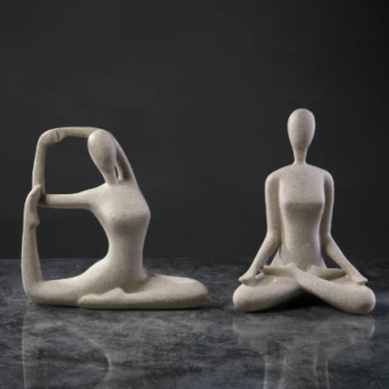 Small Yoga Pose Figurines Interior Modern Home Decor Girl Art Abstract Sculpture Luxury Living Room Desktop Accessories
