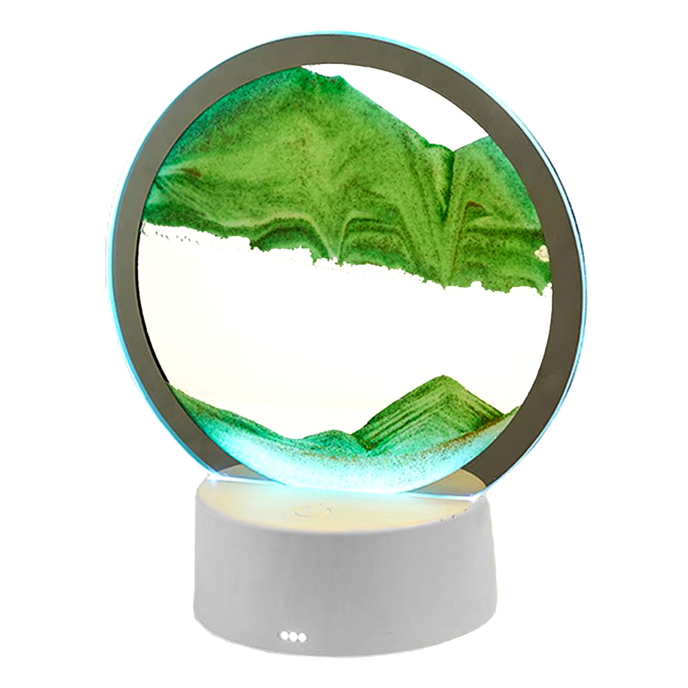 3D Flowing Sand Painting Lamp Creative Moving Sand Art Picture round Glass Sandscape Hourglass Quicksand Lamp Home Decoration