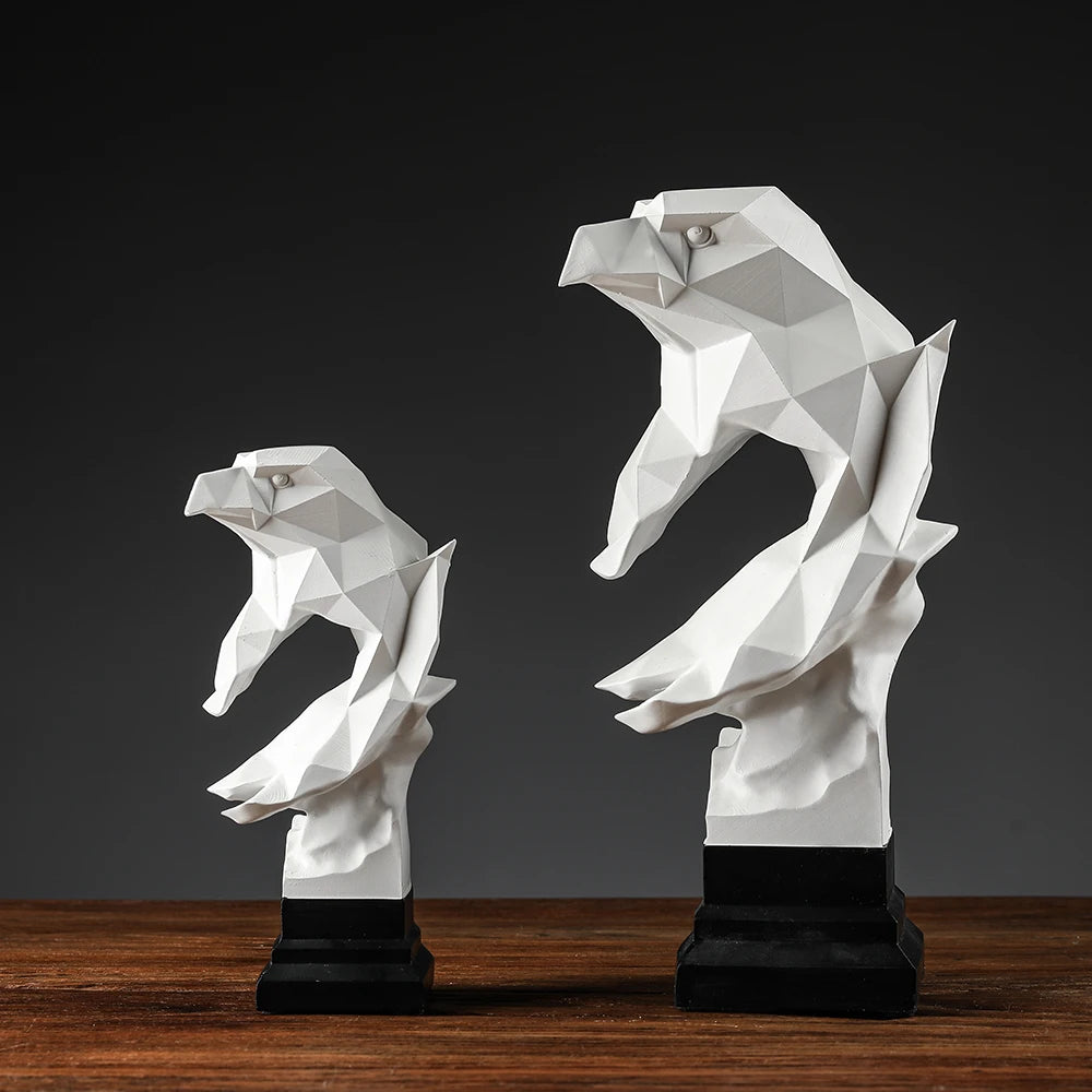 Modern American Bald Eagle Family Statue in Rustic Home Decor White 3D Sculptures Figurines Desk Table Decoration Accessories