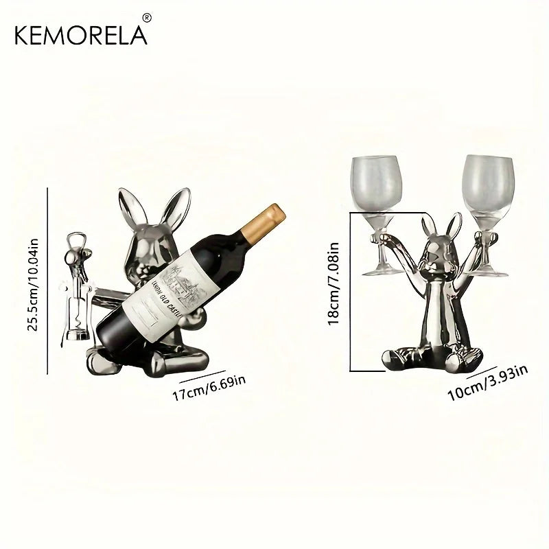1PCS Creative Rabbit Wine Rack Ornaments Ceramic Material Holiday Decoration Cup Holder Living Room Wine Rack Ornaments