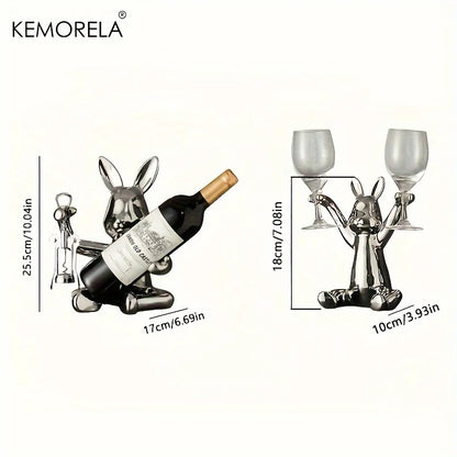 1PCS Creative Rabbit Wine Rack Ornaments Ceramic Material Holiday Decoration Cup Holder Living Room Wine Rack Ornaments