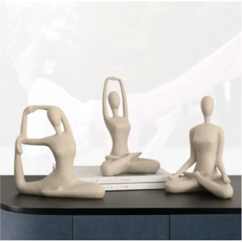 Small Yoga Pose Figurines Interior Modern Home Decor Girl Art Abstract Sculpture Luxury Living Room Desktop Accessories