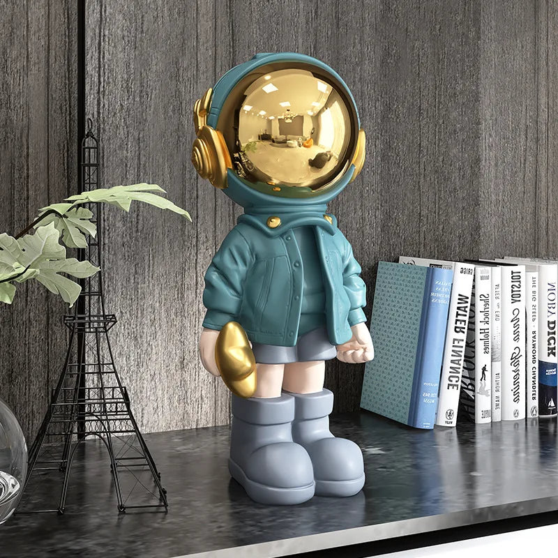 Resin Sculpture Table Decoration Electroplate Painting Astronaut Statue Room Decor Home Ornament Sculpture Art Figurine Luxury
