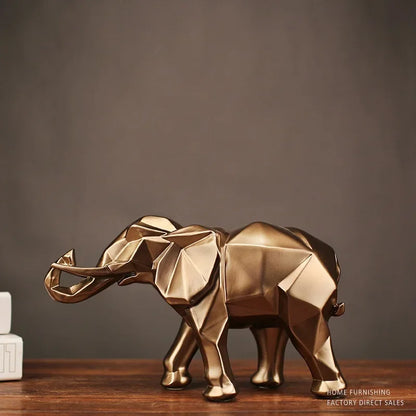 Creative Resin Black Elephant Statue, Abstract Geometric Sculpture, Desktop Crafts Ornament, Home Decoration, Animal Figurine