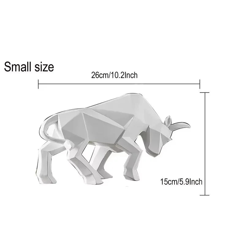 Morden Geometric Bull Statue Ornament Cafe Cattle Sculptures Animal Figurines Abstract Hotel Home Decoration