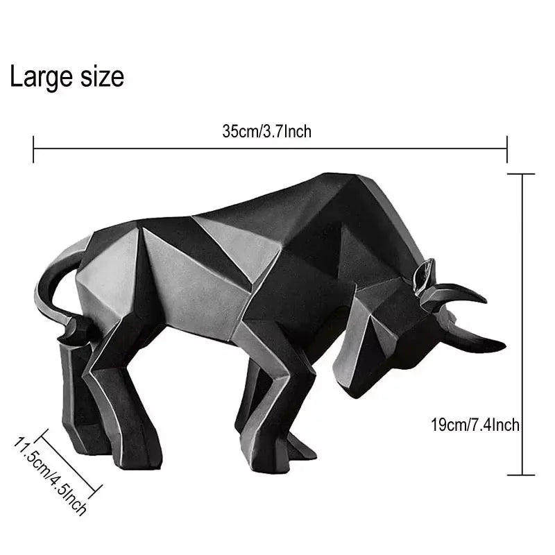 Morden Geometric Bull Statue Ornament Cafe Cattle Sculptures Animal Figurines Abstract Hotel Home Decoration