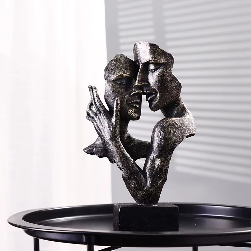 Decorative Statues Sculptures Home Decor Gold Table Ornaments for the Living Room Figures for Decoration Silver Couple Mask