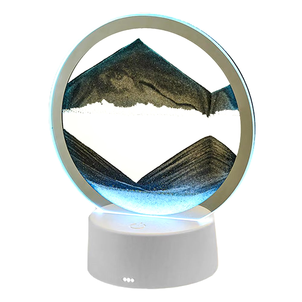 3D Flowing Sand Painting Lamp Creative Moving Sand Art Picture round Glass Sandscape Hourglass Quicksand Lamp Home Decoration